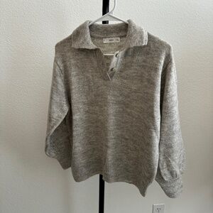 Mango Gray Polo Sweater Size Small